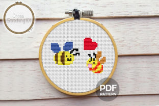 Bees with Heart Modern Cross Stitch