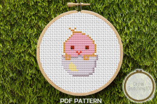 Chick in Egg Modern Cross Stitch Pattern