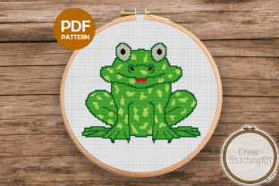 Green Frog Modern Cross Stitch Pattern