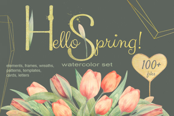 Hello Spring Watercolor Tulip Set – A Creative Springtime Resource for Designers and Enthusiasts
