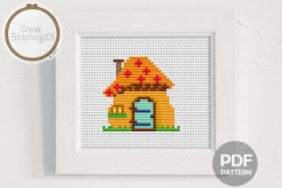 Mushroom House Modern Cross Stitch