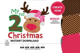 My 2nd Christmas Girl Reindeer Clip Art for Digital Crafting